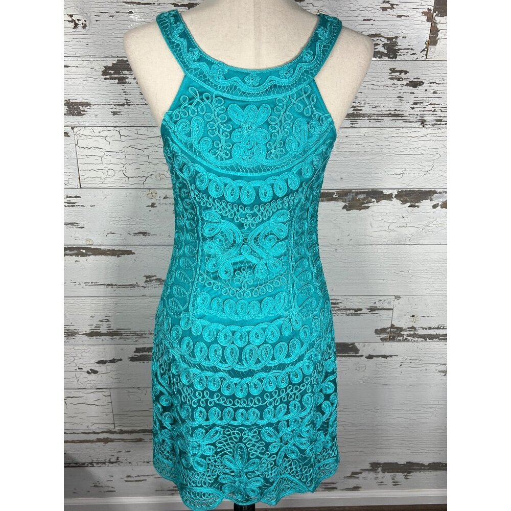 SUE WONG Nocturne Embroidered Lace Dress in Turquoise Green Sz S NWOT - Picture 3 of 6